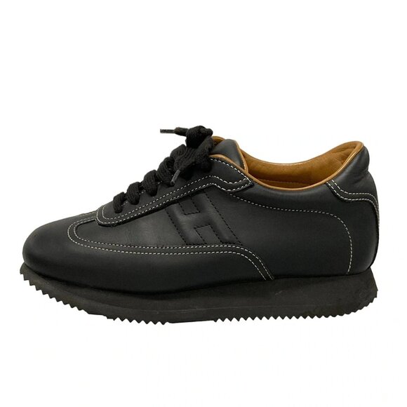 HERMES Quick - Black Leather Women's Sneakers 174-081625 - Picture 1 of 6